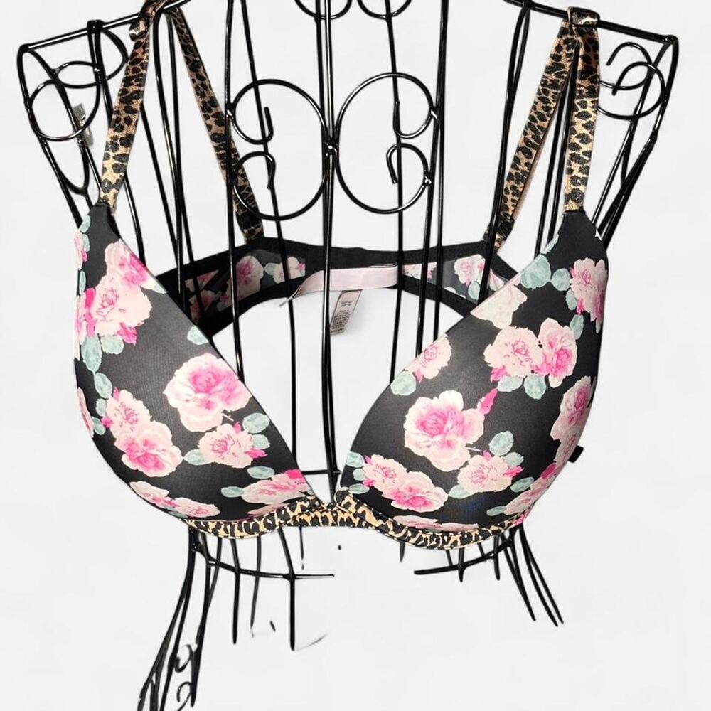 Victoria's Secret Sexy Tee Smooth Push-Up Bra Mixed Floral and Leopard Print